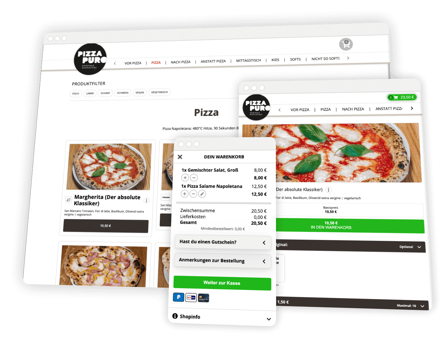 Pizza Puro ist bereits erfolgreich mit ORDERU - das Shopsystem